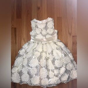 American Princess Girls Dress Ivory Floral Sequin Sleeveless , Party, Formal, 7